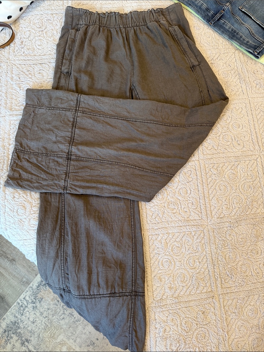 Free People Gray Elastic-Waist Track Pants
